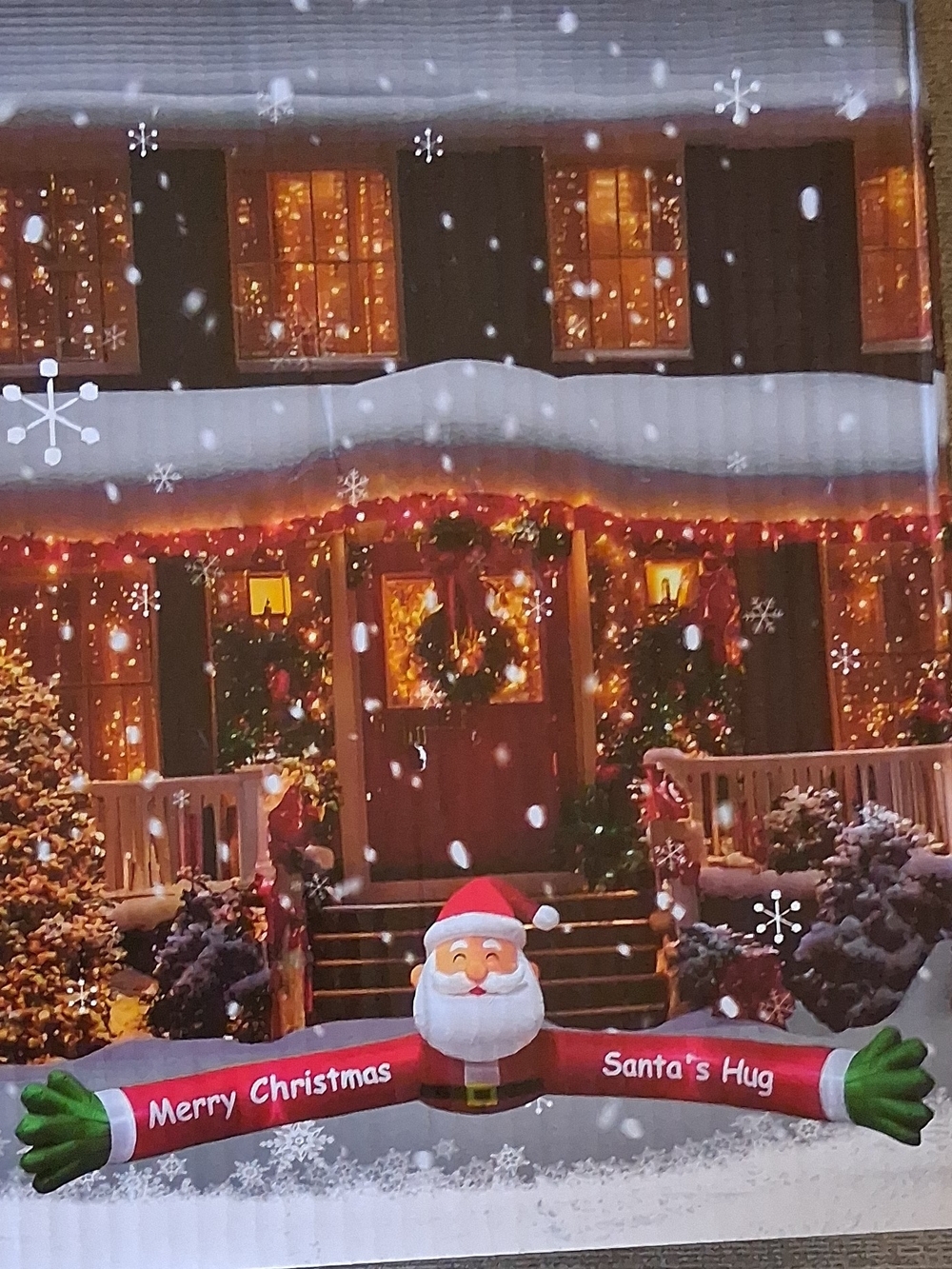 Santa's Hug Inflatable Holiday Decoration - Red & White